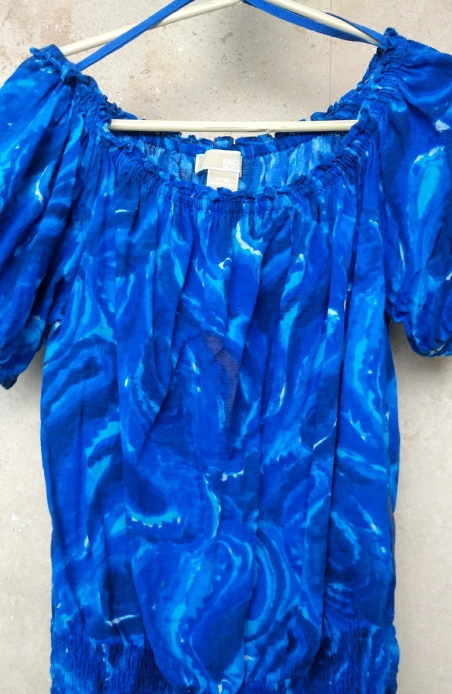 Michael Kors blue peasant top M Medium